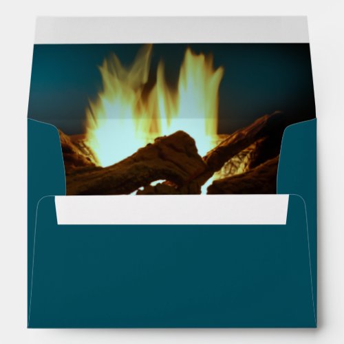 Rustic Fireplace Fire Wood Cozy Warm Address Envelope