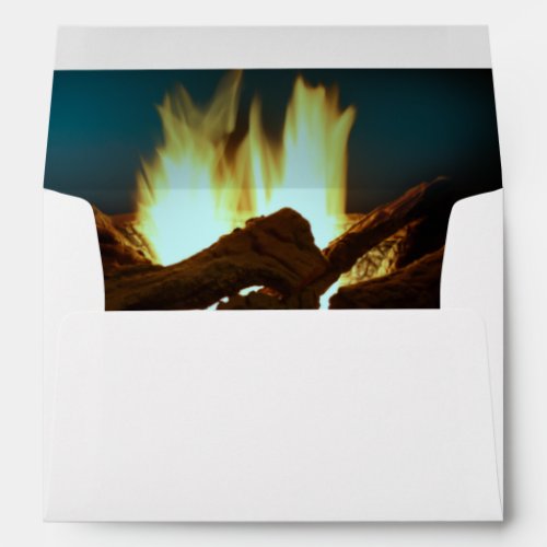Rustic Fireplace Fire Wood Cozy Warm Address Envelope