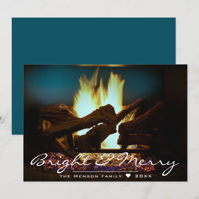 Rustic Fireplace Fire Wood Cozy Warm Holiday Card (Front/Back)