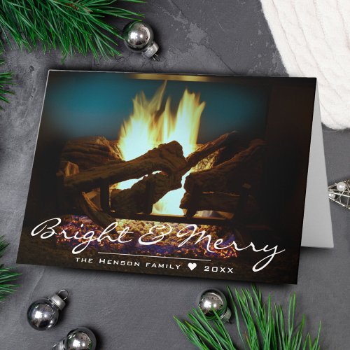 Rustic Fireplace Fire Wood Cozy Warm Holiday Card