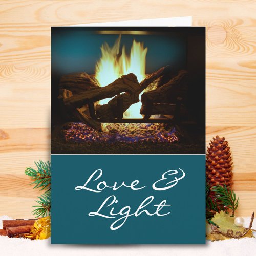 Rustic Fireplace Fire Wood Cozy Warm Holiday Card