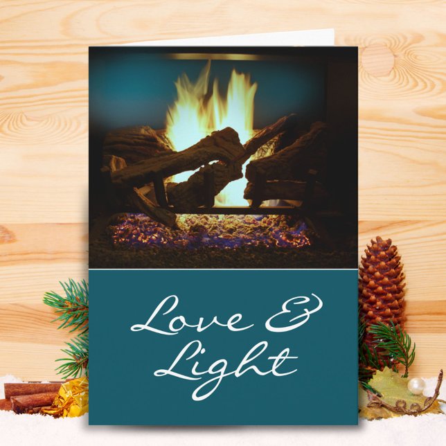 Rustic Fireplace Fire Wood Cozy Warm Holiday Card (Creator Uploaded)