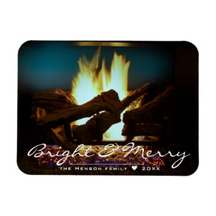 Rustic Fireplace Fire Wood Cozy Warm Holiday Magnet