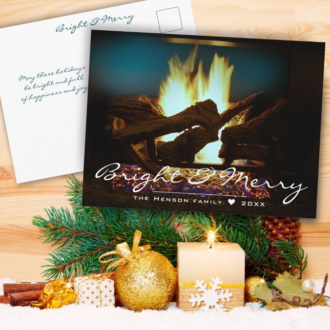 Rustic Fireplace Fire Wood Cozy Warm Holiday Postcard (Creator Uploaded)