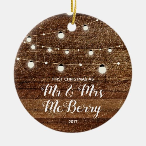 Rustic First Christmas as Mr  Mrs Ornament Gift