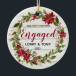 Rustic First Christmas Engaged Ornament<br><div class="desc">Personalized Rustic First Christmas Engaged Ornament</div>