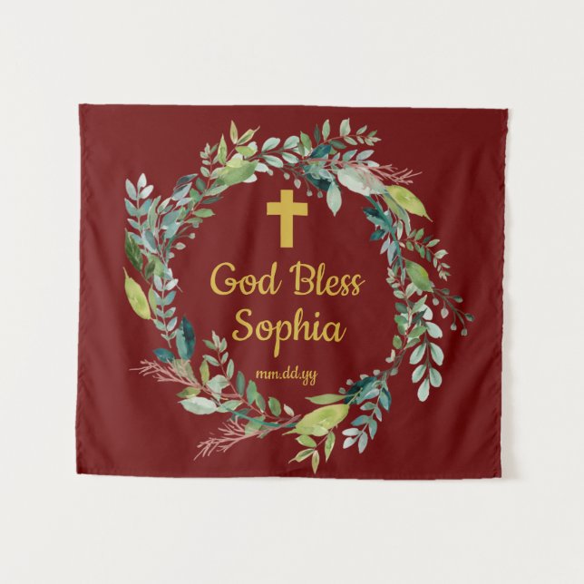 Rustic First Communion Backdrop Decorations Gold (Front (Horizontal))