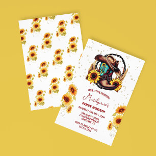 Rustic First Rodeo Western 1st Birthday Invitation