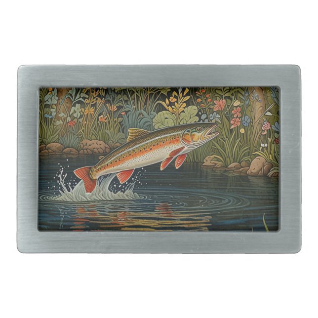 Rustic fish fishing fly fishing belt buckle (Front)