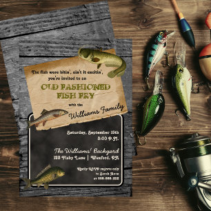 Rustic Fish Fry Backyard Cookout Picnic Invitation