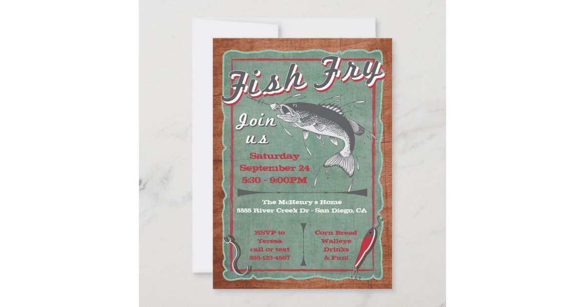 Rustic Fish Fry Party Poster Invitation Zazzle Com