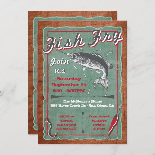 Rustic Fish Fry Party Poster Invitation