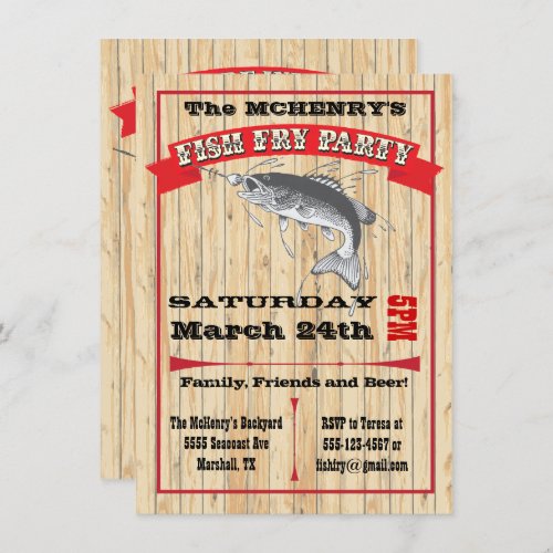 Rustic Fish Fry Party Poster Invitations