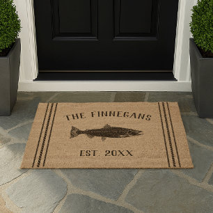 Rustic Fish Personalized Fiber Doormat