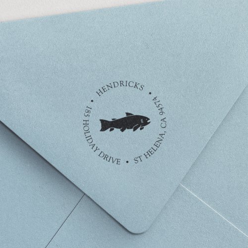 Rustic Fish Return Address Self_inking Stamp