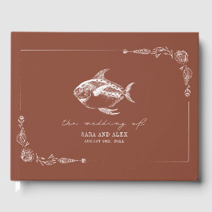 Rustic Fish Terracotta Beach Wedding Guest Book