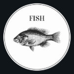 Rustic Fish Wedding Meal Choice Classic Round Sticker<br><div class="desc">Elegant rustic wedding meal choice stickers - perfect to place on the back of place cards to specify your guests meal choice. Also perfect for rehearsal dinners and large family gatherings.</div>