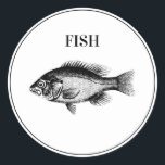 Rustic Fish Wedding Meal Choice Classic Round Sticker<br><div class="desc">Elegant rustic wedding meal choice stickers - perfect to place on the back of place cards to specify your guests meal choice. Also perfect for rehearsal dinners and large family gatherings.</div>
