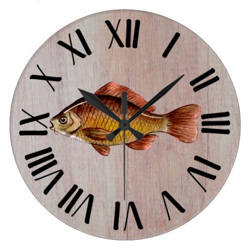 Rustic Fish Wooden Large Clock