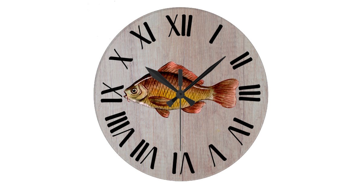 Rustic Fish Wooden Large Clock