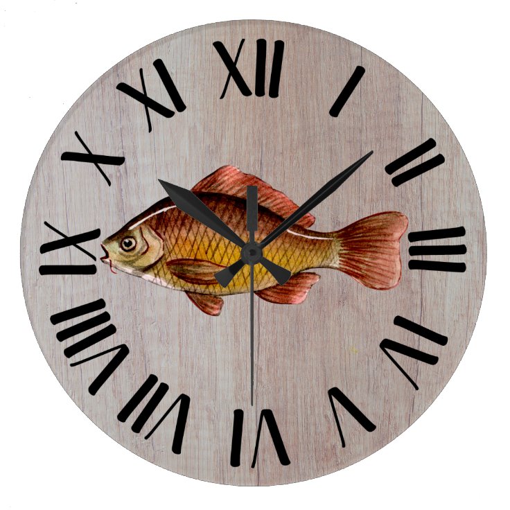 Rustic Fish Wooden Large Clock | Zazzle