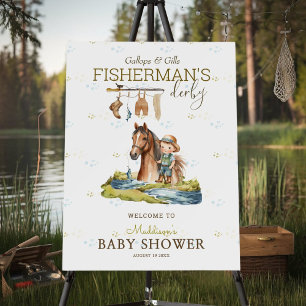 Rustic Fisherman's Derby Baby Shower Welcome Sign