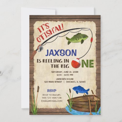 Rustic fishing 1st birthday boy