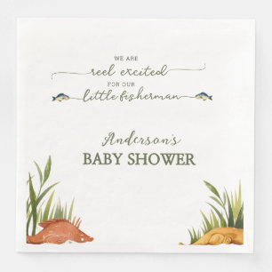 Rustic Fishing Baby Boy Little Fisherman Paper Dinner Napkins