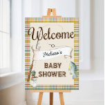 Rustic Fishing Baby Shower Welcome Sign at Zazzle