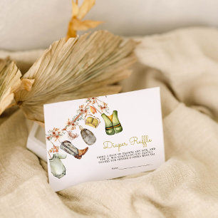 Rustic Fishing Clothesline Baby Diaper Raffle Enclosure Card