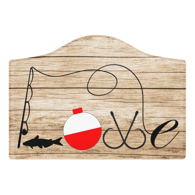 Rustic Fishing Love Door Sign (Small Crest Front)