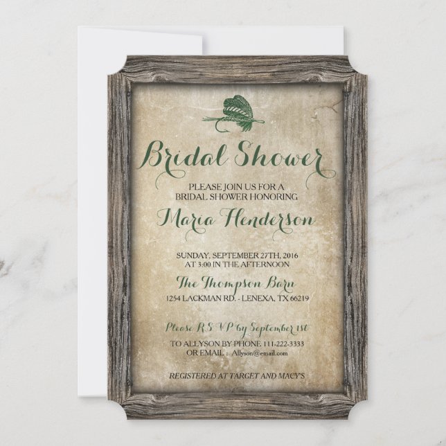 Rustic Fishing Lure Bridal Shower Invitation (Front)