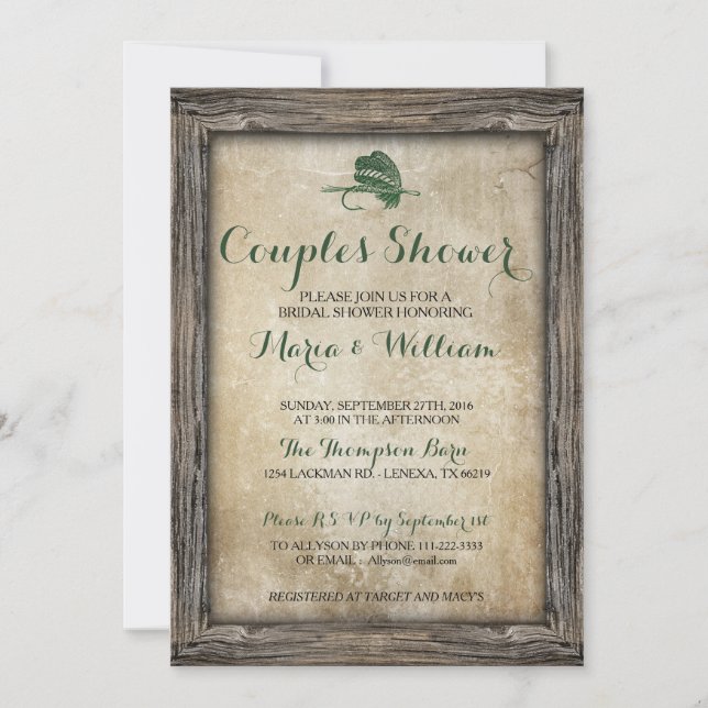 Rustic Fishing Lure CouplesShower Invitation (Front)