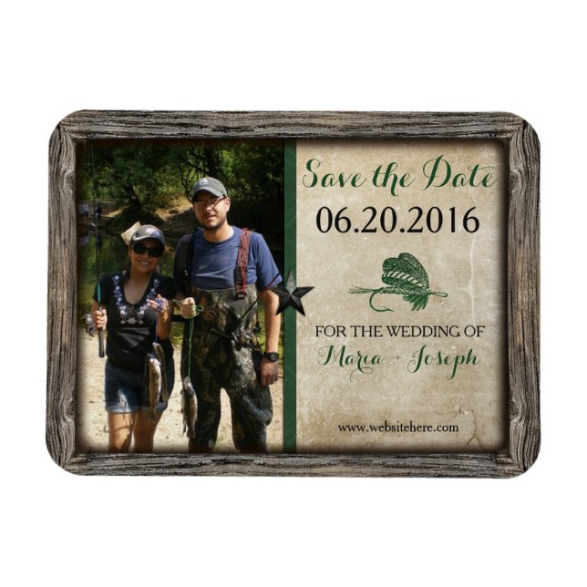Rustic Fishing Lure Save the Date Photo Magnet (Horizontal)