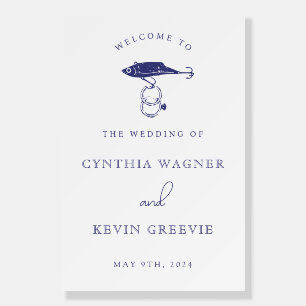 Rustic Fishing Lure Wedding Rings Welcome Poster