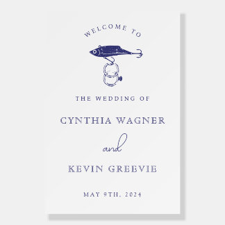Rustic Fishing Lure Wedding Rings Welcome Poster