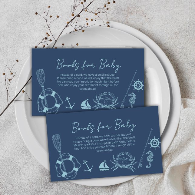 Rustic Fishing Nautical Boy Books For Baby Shower  Enclosure Card (Rustic Fishing Nautical Boy Books For Baby Shower Enclosure Card)