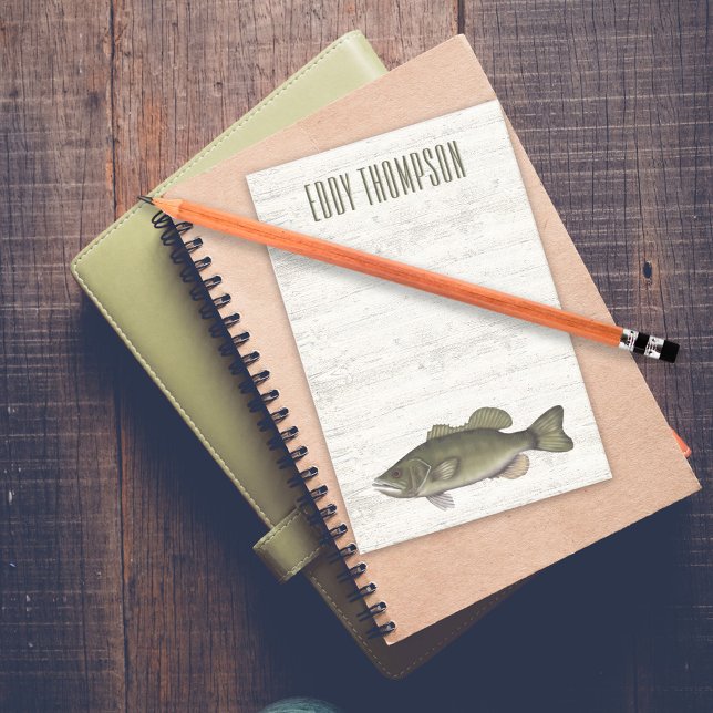 Rustic Fishing Personalized Sticky Notes (Fishing Fish Custom Post It Notes.)