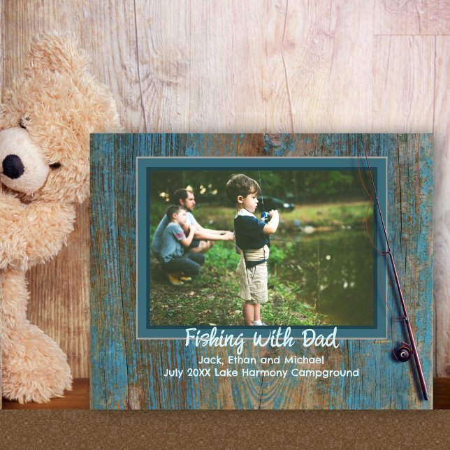Rustic Fishing Photo Frame Dads Keepsake Metal Print (Creator Uploaded)