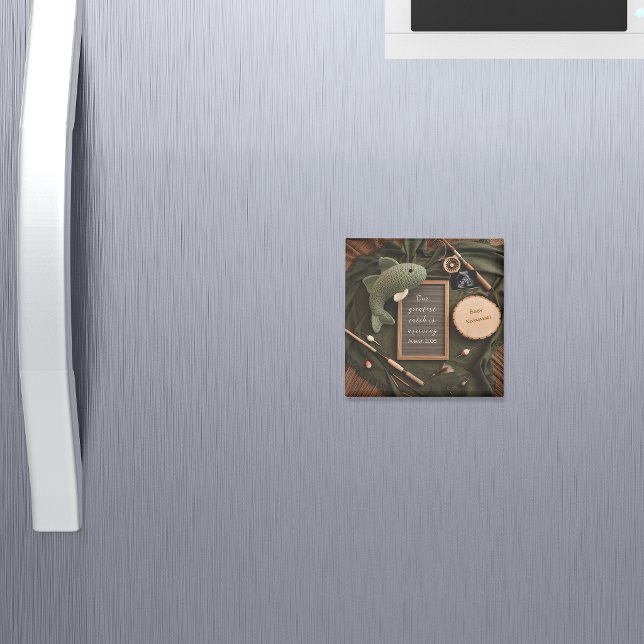 Rustic Fishing Pregnancy Announcement keepsake Magnet (Creator Uploaded)