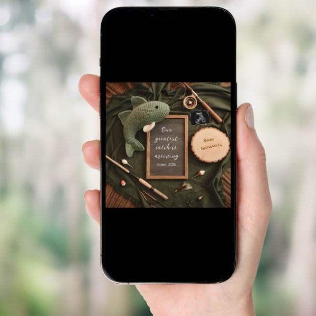 Rustic Fishing-Themed Pregnancy Announcement  (Front Digital)