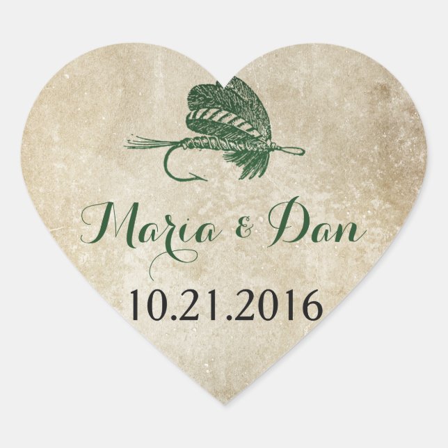 Rustic Fishing Wedding Date Sticker (Front)