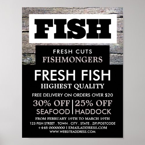 Rustic FishmongerWife Fish Market Advertising Poster