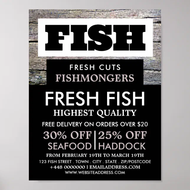 Rustic Fishmonger/Wife, Fish Market Advertising Poster | Zazzle
