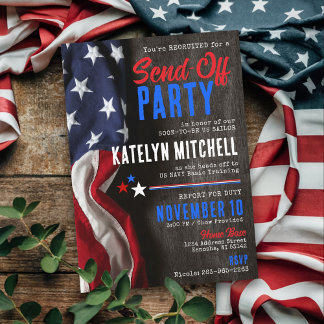 Rustic Flag Military Solider Going Away Party Invitation