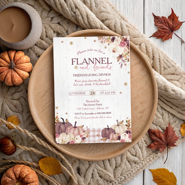 Rustic Flannel and Friends Thanksgiving Party Invitation (Creator Uploaded)