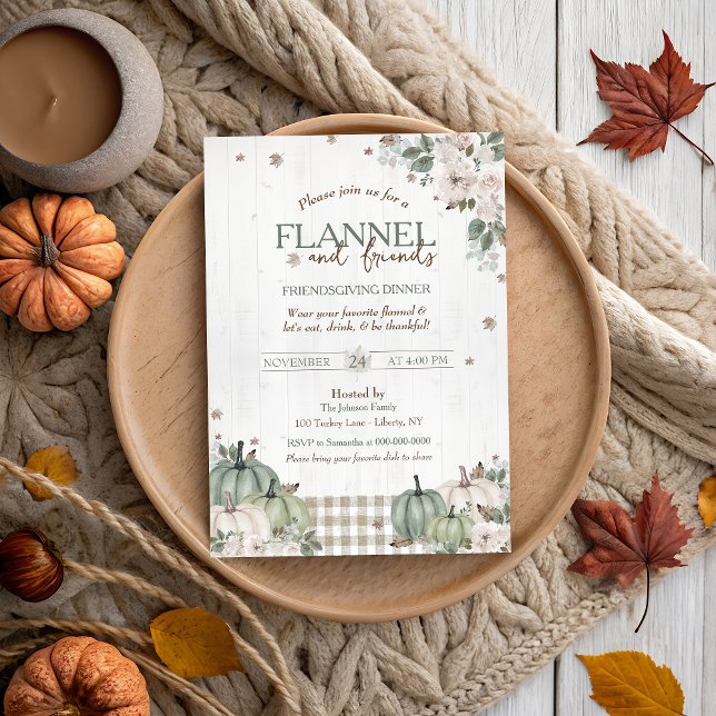 Rustic Flannel and Friends Thanksgiving Party Invitation (Creator Uploaded)