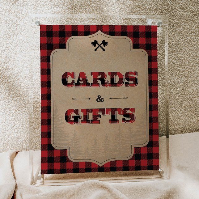 Rustic Flannel Party Cards and Gifts Sign (Creator Uploaded)