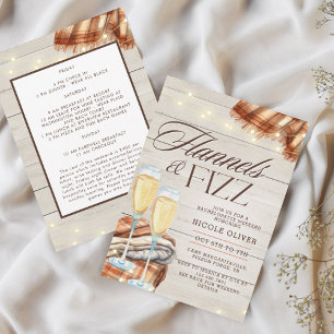 Rustic Flannels & Fizz Fall Bachelorette Weekend Invitation