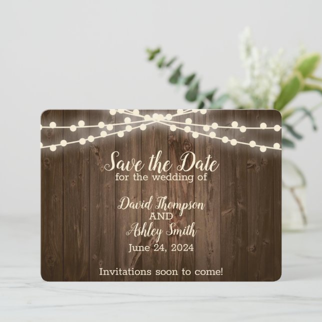 Rustic Flat Save The Date Card (Standing Front)